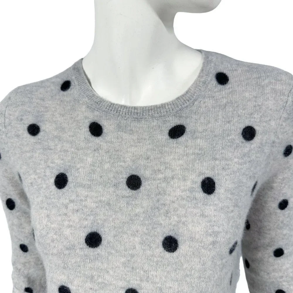 Cynthia Rowley 100% 2 Ply Cashmere Polka Dot Gray Sweater Womens Size M Medium - Picture 2 of 6